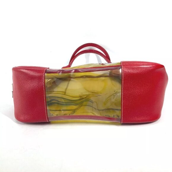 PRADA Vinyl Bags logo Tote Bag Shoulder Bag Vinyl / Leather Red/yellow - Picture 5 of 12